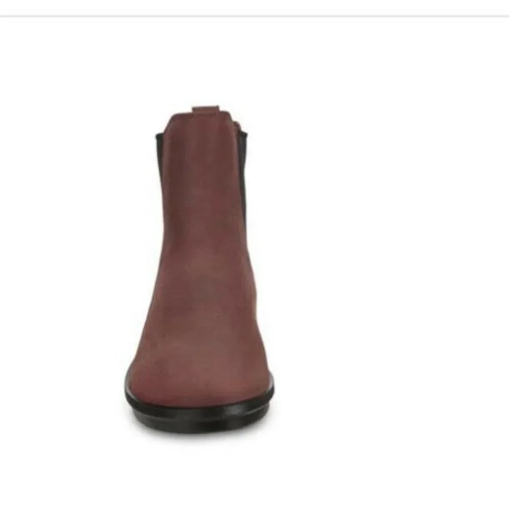 New ECCO SKYLER ANKLE BOOT Leather Suede Maron size 38 Us 7 7.5 Double Gore